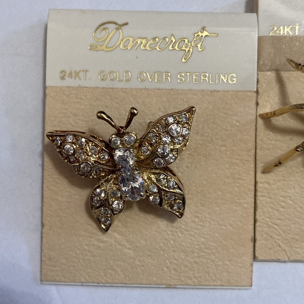 Vintage Danecraft 24k gold over Sterling butterfly brooch.​​